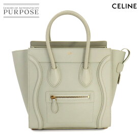 【新品同様】 セリーヌ CELINE ラゲージ マイクロショッパー ハンド バッグ レザー ライトグリーン 189793 Luggage Micro Shopper 【中古】