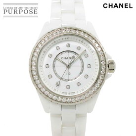 シャネル CHANEL J12 33mm H6418 レディース 腕時計 12P ベゼル ダイヤ ホワイト セラミック クォーツ ウォッチ 【中古】