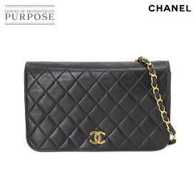 シャネル CHANEL マトラッセ チェーン ショルダー バッグ レザー ブラック ゴールド 金具 プッシュロック A03568 ヴィンテージ Matelasse Bag 【中古】