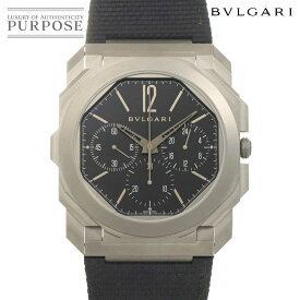 【新品仕上げ 済み】 ブルガリ BVLGARI ブルガリ オクト フィニッシモ GMT BGO42TXTCHGMT クロノグラフ メンズ 腕時計 ブラック オートマ 自動巻き ウォッチ OCTO 【中古】