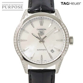 タグ ホイヤー TAG Heuer カレラ キャリバー5 WV2212-0 13P ダイヤ ベゼル メンズ 腕時計 デイト ホワイトシェル オートマ 自動巻き ウォッチ Carrera 【中古】