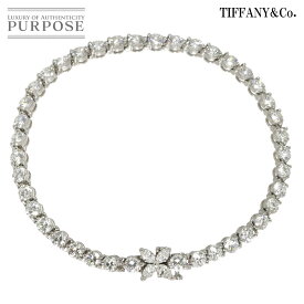 【新品同様】 ティファニー TIFFANY&Co. ビクトリア ライン ダイヤ ブレスレット 17cm Pt プラチナ 花 Diamond Bracelet【中古】