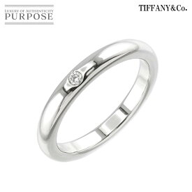 【新品同様】 ティファニー TIFFANY&Co. スタッキング バンド 8号 リング ダイヤ 1P Pt プラチナ 指輪 Stacking Band Ring【中古】