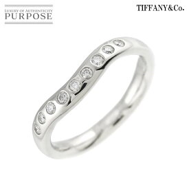 【新品同様】 ティファニー TIFFANY&Co. ワイド カーブド バンド 8.5号 リング ダイヤ Pt プラチナ 指輪 Curved Band Diamond Ring 【中古】