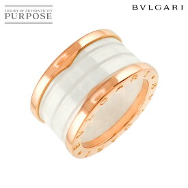 【新品同様】 ブルガリ BVLGARI ビーゼロワン 4バンド #53 リング K18 PG ホワイト セラミック ピンクゴールド 750 指輪 B-zero1 Ring【証明書付き】【中古】