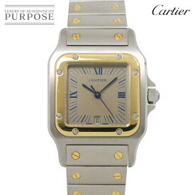 カルティエ Cartier サントスガルベLM コンビ W20023C4 メンズ 腕時計 デイト グレー K18YG イエローゴールド クォーツ ウォッチ Santos 【中古】