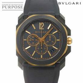 ブルガリ BVLGARI オクト オリジナーレ ウルトラネロ BGOP41SGCH クロノグラフ メンズ 腕時計 デイト K18PG ピンクゴールド オートマ 自動巻き ウォッチ Octo 【中古】