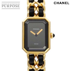 シャネル CHANEL プルミエール Lサイズ H0001 ヴィンテージ レディース 腕時計 ブラック ゴールド クォーツ ウォッチ Premiere 【中古】