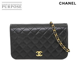 シャネル CHANEL マトラッセ チェーン ショルダー バッグ レザー ブラック ゴールド 金具 プッシュロック A03568 ヴィンテージ Matelasse Bag 【中古】