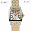 【新品仕上げ 済み】 カルティエ Cartier サントスドゥモワゼルSM コンビ W25074Y9 レディース 腕時計 ピンクシェル K18PG ピンクゴールド クォーツ ウォッチ Santos Demoiselle 【中古】