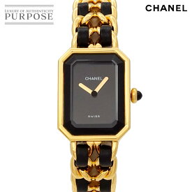 シャネル CHANEL プルミエール Sサイズ H0001 ヴィンテージ レディース 腕時計 ブラック ゴールド クォーツ ウォッチ Premiere 【中古】