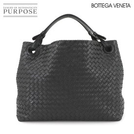 【美品】 ボッテガ ヴェネタ BOTTEGA VENETA イントレチャート ミディアム ガルダ トート バッグ レザー ブラック Intrecciato Medium Garda Tote Bag 【中古】
