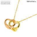 【新品同様】 ティファニー TIFFANY&Co. ダブル オープンハート 幅11mm ネックレス 45cm K18 YG PG イエロー ピンクゴールド 750 Open Heart Necklace【中古】