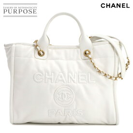 【未使用 展示品】 シャネル CHANEL ドーヴィル 2way トート チェーン ショルダー バッグ カーフスキン ホワイト AS3351 ゴールド 金具 Deauville Bag 【中古】