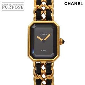 シャネル CHANEL プルミエール Lサイズ H0001 ヴィンテージ レディース 腕時計 ブラック ゴールド クォーツ ウォッチ Premiere 【中古】