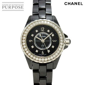シャネル CHANEL J12 29mm H2571 ダイヤベゼル レディース 腕時計 ブラック セラミック 8Pダイヤ クォーツ ウォッチ 【中古】