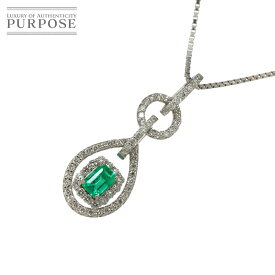 【新品仕上げ】 エメラルド 0.26ct ダイヤ 0.30ct K18 WG ネックレス 50cm ホワイトゴールド 750 Emerald Necklace【中古】