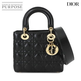 クリスチャン ディオール Christian Dior カナージュ レディディオール My ABCDior スモール 2way ハンド ショルダー バッグ レザー ブラック M05380CAL Lady dior Bag 【中古】