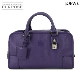 ロエベ LOEWE アマソナ 28 ハンド バッグ レザー パープル シルバー 金具 Amazona 28 【中古】