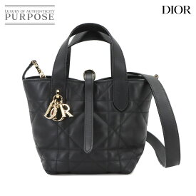 【未使用 展示品】 クリスチャン ディオール Christian Dior トゥジュール バーティカル ナノ 2way トート ショルダー バッグ レザー ブラック S6100OSNW Toujours Vertical Nano 【中古】