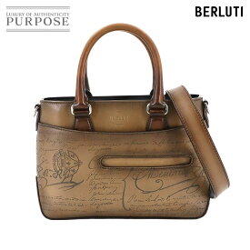 【未使用 展示品】 ベルルッティ Berluti カリグラフィ トゥジュール ガリバー 2way トート ショルダー バッグ ヴェネチアレザー ブラウン Calligraphy Toujours Bag 【中古】