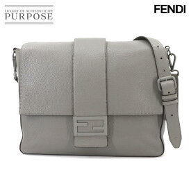 【美品】 フェンディ FENDI バゲット ショルダー メッセンジャー バッグ レザー グレー 7VA536 シルバー 金具 Shoulder Bag 【中古】