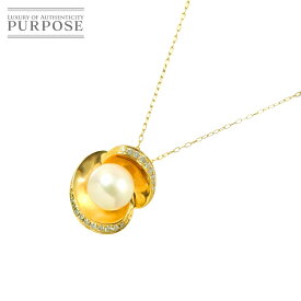 【新品仕上げ】 アコヤ真珠 7.7mm ダイヤ 0.10ct K18 YG ネックレス 44cm イエローゴールド 750 パール Akoya Pearl Necklace【中古】