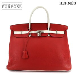 エルメス HERMES バーキン40 SPO パーソナル トゴ ルージュガランス ホワイト ハンド バッグ □M刻印 シルバー 金具 Birkin 【中古】
