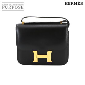 【新品同様】 エルメス HERMES コンスタンス ミニ 18 ショルダー バッグ ボックスカーフ ブラック ゴールド 金具 Constance Mini 18 【中古】