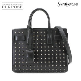 【新品同様】 サンローラン SAINT LAURENT サック ド ジュール ナノ 2way ハンド ショルダー バッグ レザー ブラック スタッズ 347545 Nano Sac de Jour Bag 【中古】