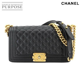 【新品同様】 シャネル CHANEL ボーイシャネル チェーン ショルダー バッグ キャビアスキン ブラック A67086 ゴールド 金具 Boy Chanel Bag 【中古】
