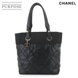 【新品同様】 シャネル CHANEL パリビアリッツ PM トート バッグ PVC ナイロン レザー ブラック A34208 シルバー 金具 Paris Biarritz PM 【中古】