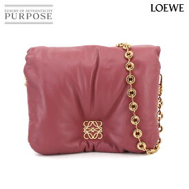 【未使用 展示品】 ロエベ LOEWE パファー ゴヤ チェーン ショルダー バッグ レザー ピンク A40P41X01 ゴールド 金具 Puffer Goya Bag 【中古】