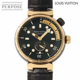 ルイ ヴィトン LOUIS VUITTON タンブール ストリート ダイバー ブラックブレイズ コンビ QA123Z メンズ 腕時計 ブラック K18PG オートマ 自動巻き ウォッチ Tambour 【中古】