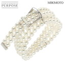 【新品同様】 ミキモト MIKIMOTO ブークル プレシューズ アコヤ真珠 ダイヤ 0.13ct ブレスレット 兼 チョーカー 40cm K18 WG ホワイトゴールド 750 パール Necklace【中古】