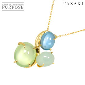 【新品同様】 タサキ TASAKI プレナイト ブルートパーズ クォーツ ネックレス 50cm K18 YG イエローゴールド 750 田崎真珠 Necklace【中古】
