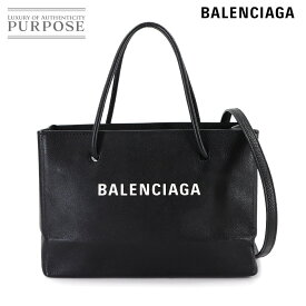 バレンシアガ BALENCIAGA 2way ハンド ショルダー バッグ レザー ブラック ホワイト 531546 シルバー 金具 Hand Shoulder Bag 【中古】