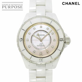 シャネル CHANEL J12 38mm H5514 世界1200本限定 メンズ 腕時計 12P ダイヤ ピンクシェル ホワイト セラミック 自動巻き ウォッチ 【中古】