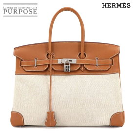 【新品同様】 エルメス HERMES バーキン35 トワルアッシュ スイフト エクリュ ゴールド ハンド バッグ □K刻印 シルバー 金具 Birkin 35 【中古】