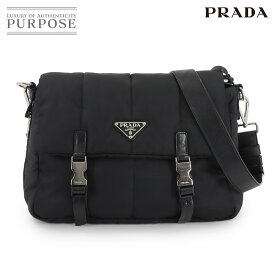 【新品同様】 プラダ PRADA ボンバー ショルダー バッグ ナイロン レザー ネロ 1BD048 シルバー 金具 Bomber Bag 【中古】
