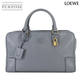 ロエベ LOEWE アマソナ 36 ハンド バッグ レザー グレー ゴールド 金具 アナグラム Amazona 【中古】