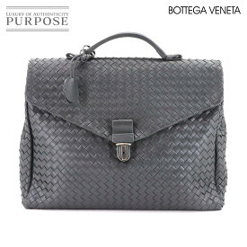 ボッテガ ヴェネタ BOTTEGA VENETA イントレチャート ブリーフケース ビジネス バッグ レザー グレー 13378 Intrecciato Briefcase 【中古】