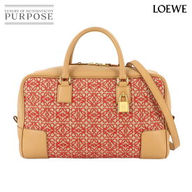 【新品同様】 ロエベ LOEWE アマソナ 28 2way ハンド ショルダー バッグ ジャカード レザー ブラウン レッド A039N08X02 ゴールド 金具 Amazona 28 【中古】