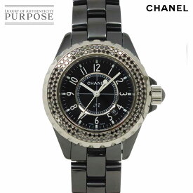 シャネル CHANEL J12 33mm H1416 レディース 腕時計 ブラックダイヤ ベゼル デイト ブラック セラミック クォーツ ウォッチ 【中古】