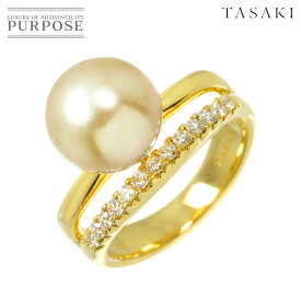【新品同様】 タサキ TASAKI 12号 リング 白蝶真珠 10.2mm ダイヤ 0.24ct K18 YG イエローゴールド 750 パール 指輪 South Sea pearl Ring【中古】
