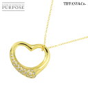 【新品同様】 ティファニー TIFFANY&Co. オープンハート 幅27mm ダイヤ ネックレス 66cm K18 YG イエローゴールド 750 Open Heart Necklace【中古】