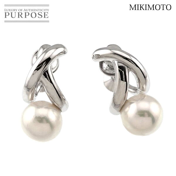 【新品同様】 ミキモト MIKIMOTO アコヤ真珠 7.1mm イヤリング K18 WG ホワイトゴールド 750 パール Akoya Pearl Earrings【中古】