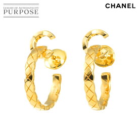 【証明書付き】 シャネル CHANEL ココ クラッシュ フープ ピアス K18 YG イエローゴールド 750 Earrings Pierced【証明書付き】【中古】