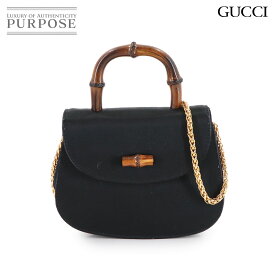 グッチ GUCCI バンブー ミニ 2way ハンド ショルダー バッグ サテン ブラック 005 109 0529 ゴールド 金具 ヴィンテージ Bamboo Bag 【中古】