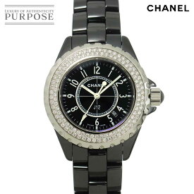 シャネル CHANEL J12 33mm H0949 純正ダイヤベゼル レディース 腕時計 ブラック セラミック デイト クォーツ ウォッチ 【中古】
